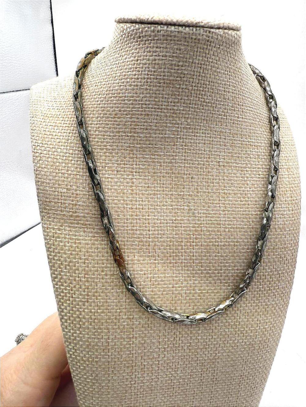 Vintage Coro Tarnished Metal Chain Necklace 16"
